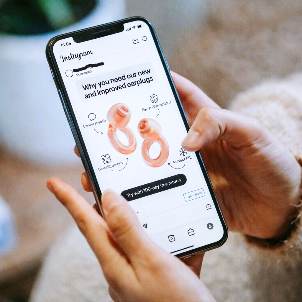 Person captivated by a scroll-stopping ad on their phone